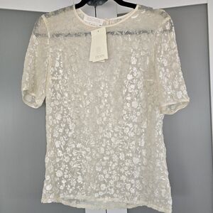 NWT Vintage Escada Elegant Pearl Color Velvet Top